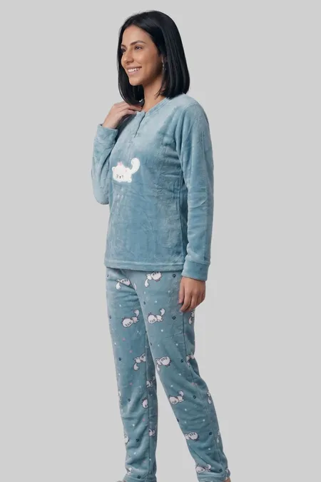 PIJAMA-2526-PLUSH FECHADO BOTÃO
