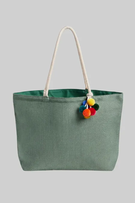 BOLSA PRAIA-3506-LISTRA BRILHO FOLHAGEM (U)